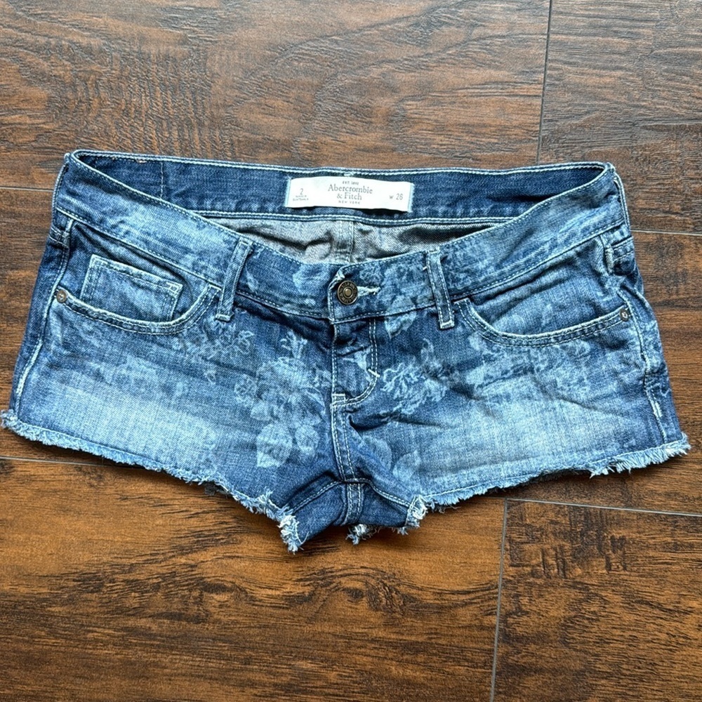 Abercrombie & Fitch Women's Faded Blue Distressed Denim Cutoff Shorts